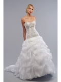 Organza Modified Sweetheart Embroidered Bodice Ball Gown Wedding Dress