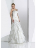 Organza One-shoulder Sweetheart Delicately Ruffled Bodice Mermaid Wedding Dress