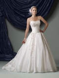 Organza Softly Curved Neckline Ball Gown Wedding Dress