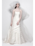 Organza Strapless Delicately Pleated Bodice Wedding Dress
