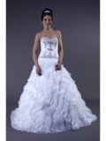 Organza Strapless embellished Sweetheart Intricately Hand-Beaded Bodice Ball Gown Wedding Dress