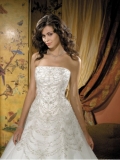 Organza Strapless Embroidered Bodice Ball Gown Wedding Dress