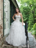 Organza Strapless Sweetheart Dramatic Ruffled Full Bodice Ball Gown Wedding Dress