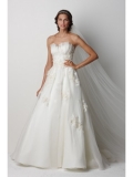 Organza Sweet Crumb Neckline Embroidered Bodice Ball Gown Wedding Dress