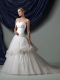 Organza Sweetheart Directionally Pleated Satin Bodice Ball Gown Wedding Dress