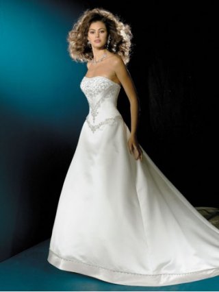 Organza Sweetheart Embroidered Bodice Ball Gown Wedding Dress