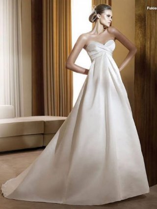 Outstanding Floor Length A-Line Sweetheart Low Back Sweep Train With Button Wedding Dresses WDresses00874