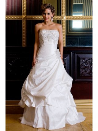 Pean-d-Soie Silk Strapless Dramatic Bodice Ball Gown Wedding Dress