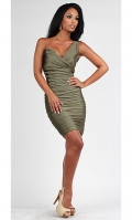Olive Green One Shoulder Dress