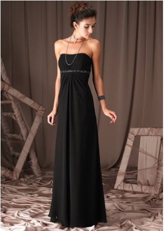 Chiffon Straight Neckline With Slim A Line Skirt Evening Dress