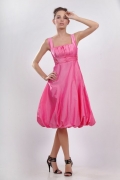 Cute Rose Pink Pleated Bubble Skirt Cocktail Homecoming Dress