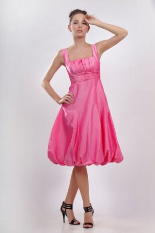 Cute Rose Pink Pleated Bubble Skirt Cocktail Homecoming Dress