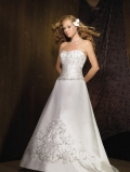 Popular Floor Length A-Line Sweetheart Low Back Sweep Train With Embroidery,Beads,Button Wedding Dresses WDresses00746