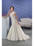 Precious Floor Length A-Line Short Sleeves Sweep Train With Bandage Wedding Dresses WDresses01006