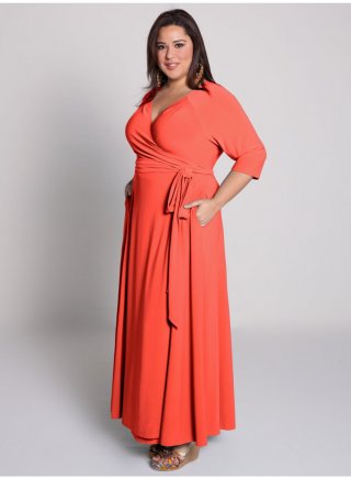 Celebration Wrap Dress in Coral