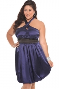 Navy Cross Neck Bubble Dress