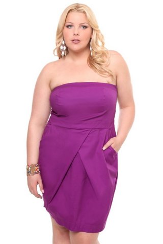Purple Poplin Pocket Tube Dress