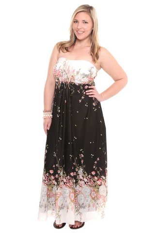 Border Mesh Floral Maxi Dress