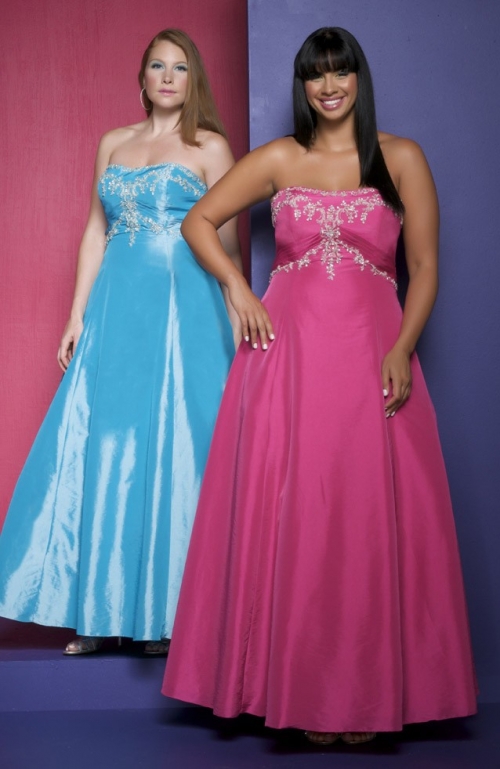 Taffeta Strapless Empire A line Skirt in Zipper Closuer Hot Sell Plus Size Prom Dresses