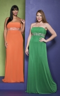 Chiffon Strapless Empire Column Plus size Prom Dresses