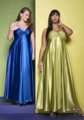 Elastic Satin Beaded Spaghetti Straps with Sweetheart Neckline Empire Plus Size Prom Dress