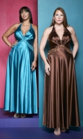 Stretchy Satin Elegant Beaded Halter and Empire Waistline Plus Size Prom Dress