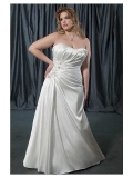Strapless embroidery pleated Couture beads working Glamorous Wedding dress for chubby bride