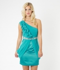 Lipsy Diamante Waistband Grecian Drape Dress