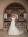 Pure Floor Length A-Line Strapless Low Back Sweep Train With Embroidery,Button Wedding Dresses WDresses00715
