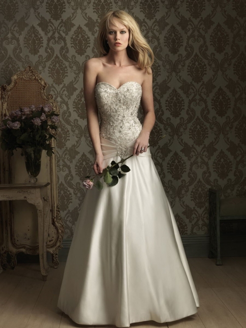 Refined Floor Length A-Line Sweetheart Low Back Sweep Train With Embroidery,Button Wedding Dresses WDresses00769