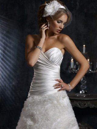 Retail Floor Length A-Line Sweetheart Low Back Sweep Train With Bandage Wedding Dresses WDresses00961