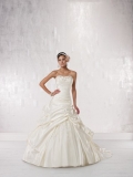 Satin and Tulle Strapless Softly Curved Neckline Ball Gown Wedding Dress