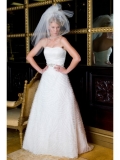 Satin and Tulle Strapless subtle ruffles worked Skirt Ball Gown Wedding Dress