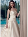 Satin Ball Gown Strapless Sweetheart Neckline Pleated Bodice Wedding Dress