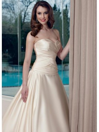 Satin Ball Gown Strapless Sweetheart Neckline Pleated Bodice Wedding Dress
