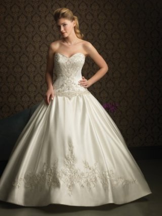 Satin Fitted Bodice Sweetheart Ball Gown Wedding Dress