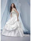 Satin One-shoulder Intricately Hand-Beaded Bodice Ball Gown Wedding Dress