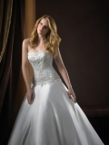 Satin Slightly Scooped Neckline Fitted Bodice Ball Gown Wedding Dress