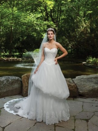 Satin Strapless Deep Sweetheart Ball Gown Wedding Dress