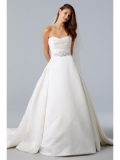 Satin Strapless Draped Bodice Ball Gown Wedding Dress