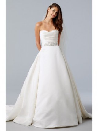 Satin Strapless draped Bodice Ball Gown Wedding Dress
