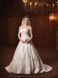 Satin Strapless Embroidery Bodice Ball Gown Wedding Dress