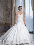 Satin Strapless Sweetheart Asymmetrically Draped Bodice Ball Gown Wedding Dress