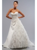 Satin Strapless Sweetheart Delicately Gathered Bodice Ball Gown Wedding Dress