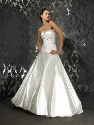 Satin Sweetheart Asymmetrical Ruched Bodice Ball Gown Wedding Dress