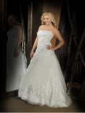 Satin Sweetheart Embroidered Bodice Ball Gown Wedding Dress