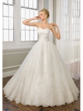 Satin Sweetheart Floral Embroidered Bodice Ball Gown Wedding Dress