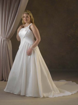Simple Floor Length A Line One Shoulder Zipper Sweep/Brush Train With Ruffles Wedding Dresses