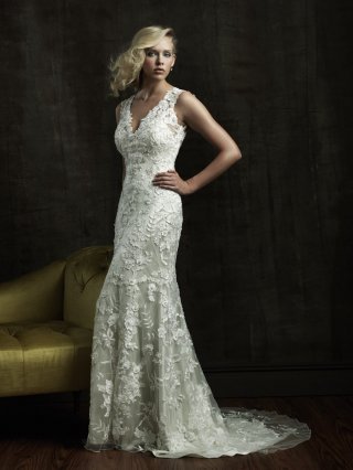 Simple Floor Length A-Line V-Neck Zipper Sweep/Brush Train With Lace,Appliques Wedding Dresses