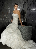 Softly Curved Neckline Embroidered Bodice Ball Gown Wedding Dress